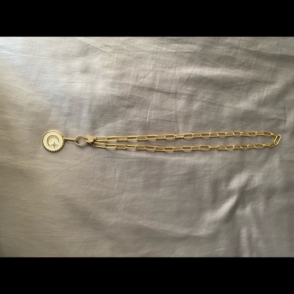 Paper clip Chain necklace with Moon and Star charm - Picture 2 of 2